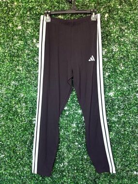adidas Black Leggings with White Side Stripes